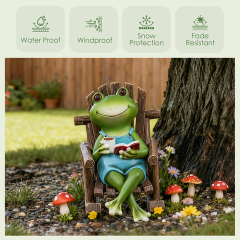 Flytime indoor-outdoor frog decor complements living spaces, porches, and stairs.