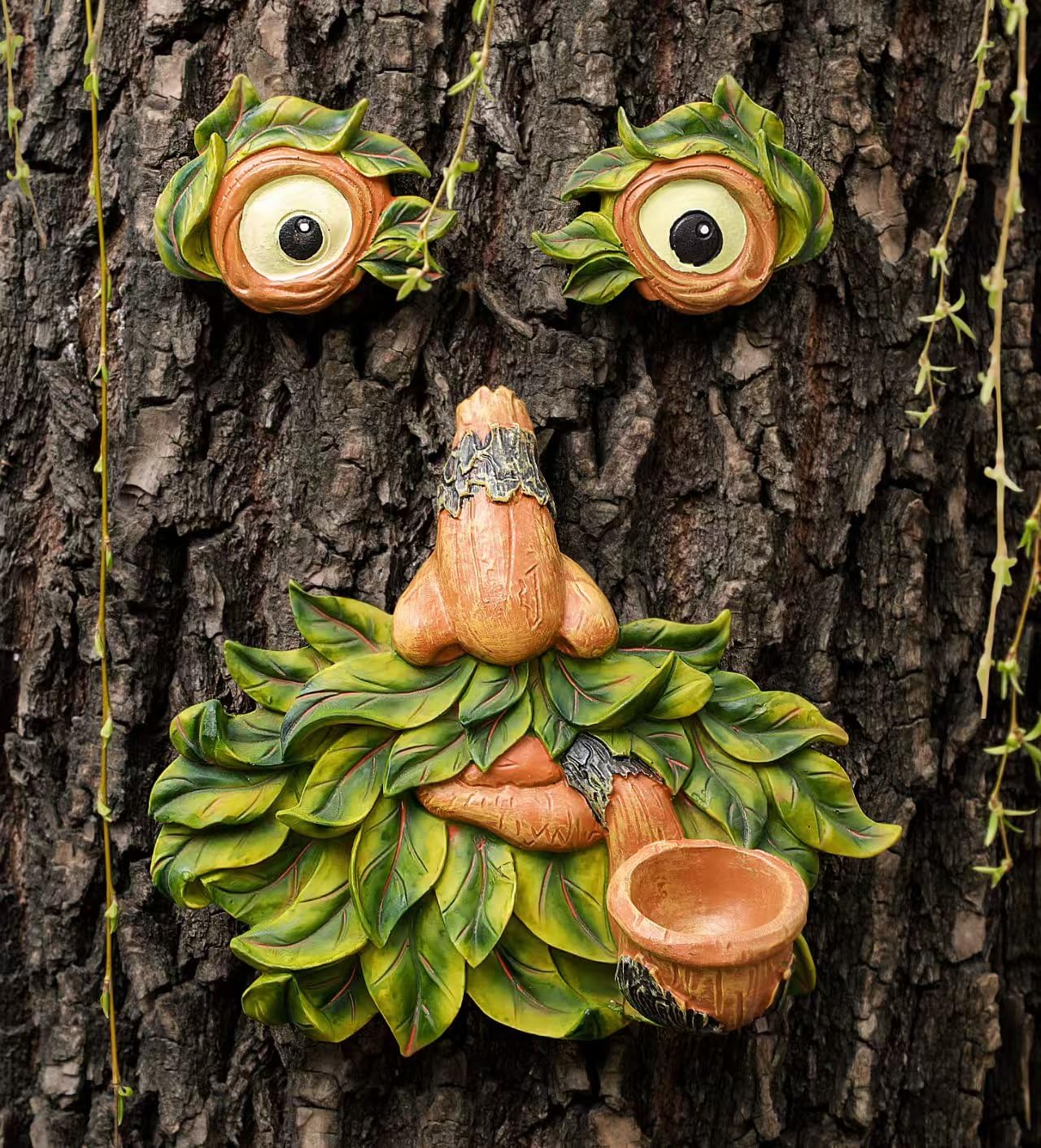 Flytime Tree Face Decor with whimsical eyes enhances outdoor charm and invites birds to your yard.