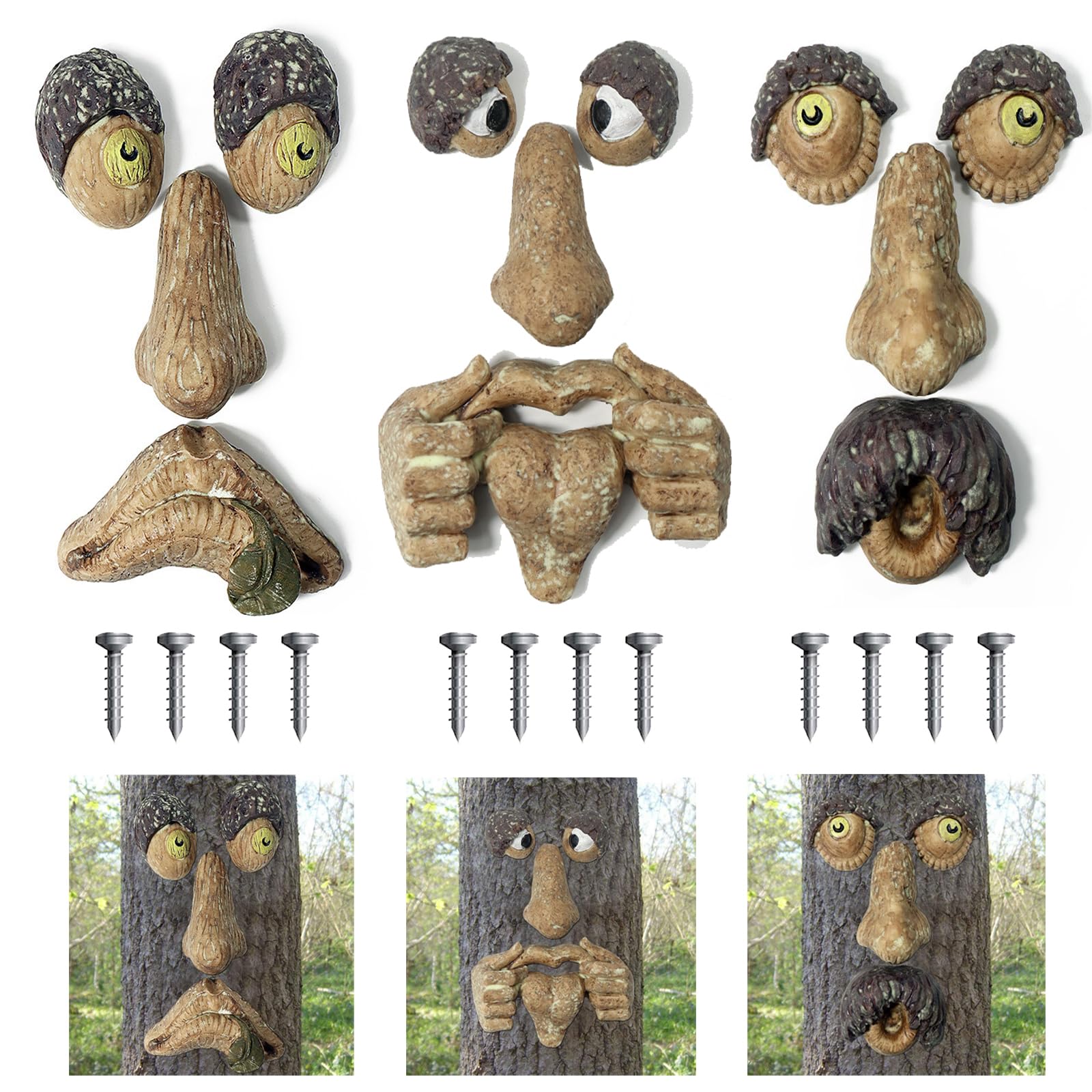 FmnyYaid tree face decor for outdoor garden charm.