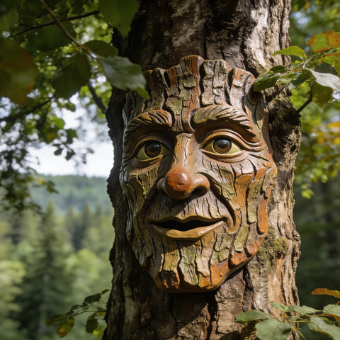 FmnyYaid tree-face wall-mounted statue adds character to your yard.