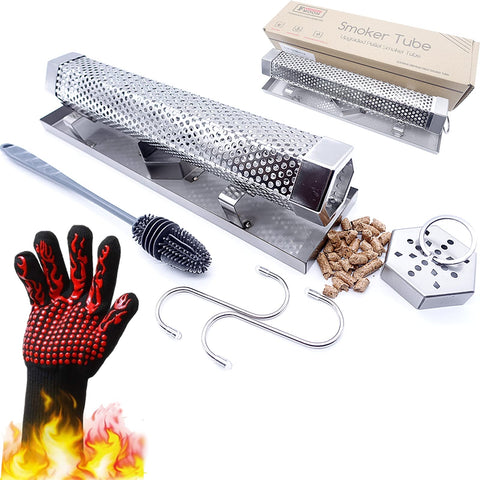 FMOON 12inch pellet smoker tube top view for long-lasting smoke