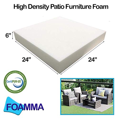 Foamma high-density foam close-up showing 1-8 hd and 44 lb compression.