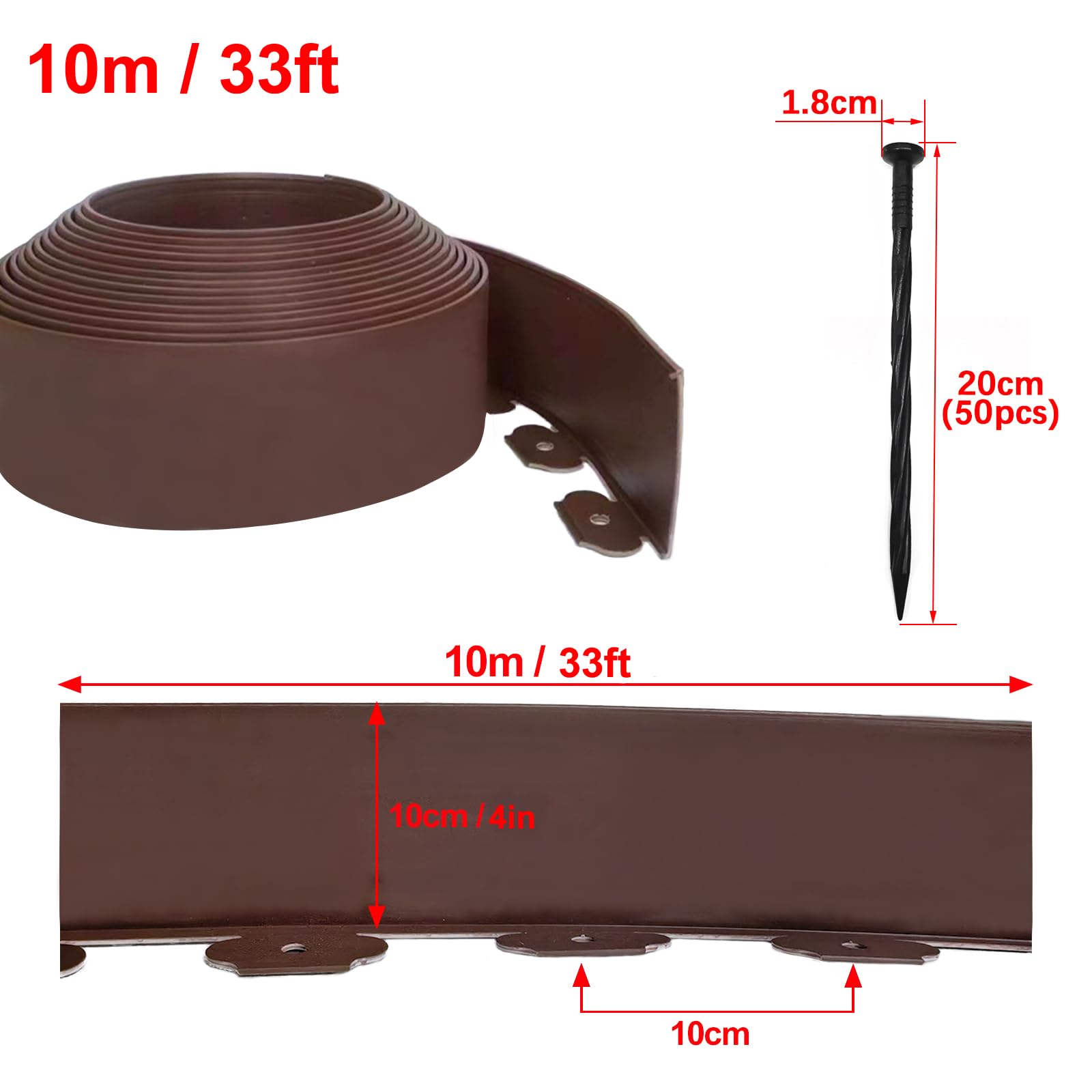 Focefec Garden Edging with 50 spikes secures edge control.