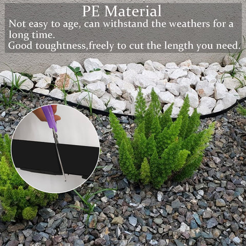 Focefec edging standing 4 inches tall to clearly separate lawn and beds.