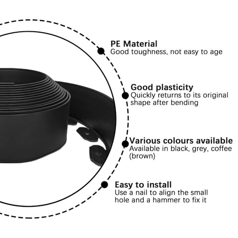 Focefec edging shown during tool-free installation along a curved garden edge.