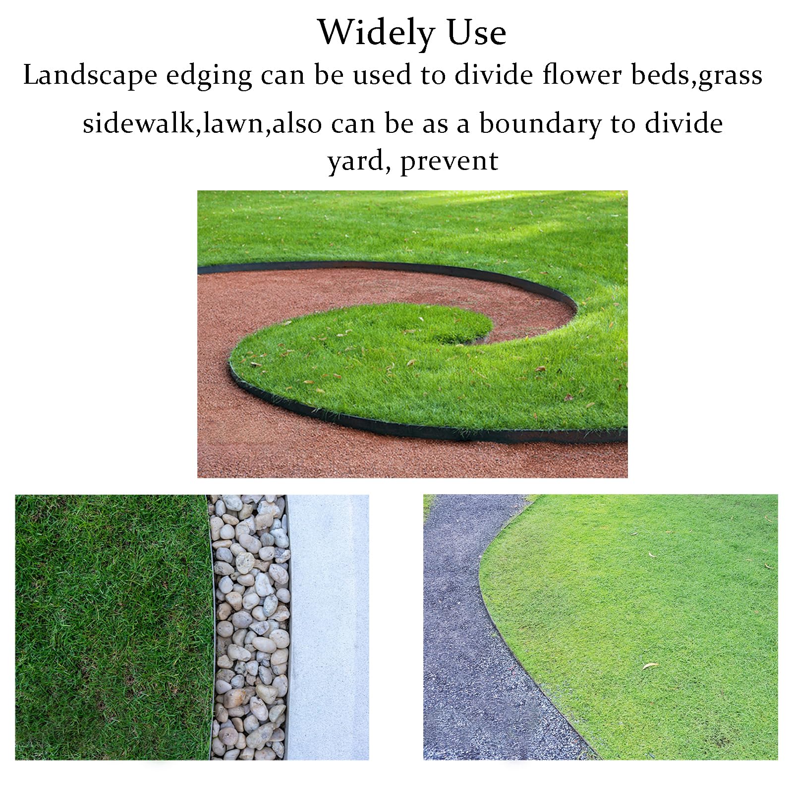 Focefec edging applied around a flower bed, illustrating versatile yard use.