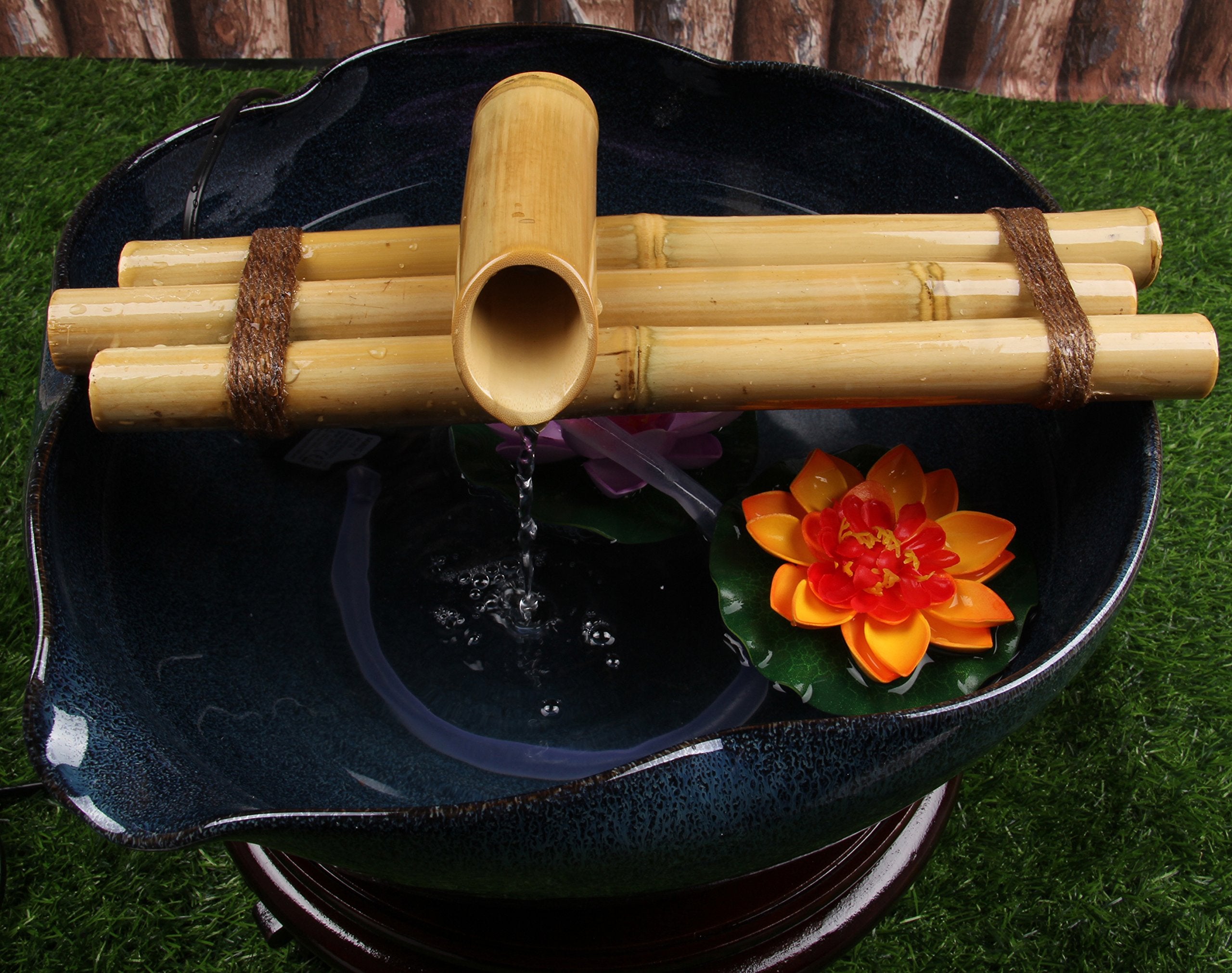 DIY fountain with natural bamboo material for a warm, organic look.