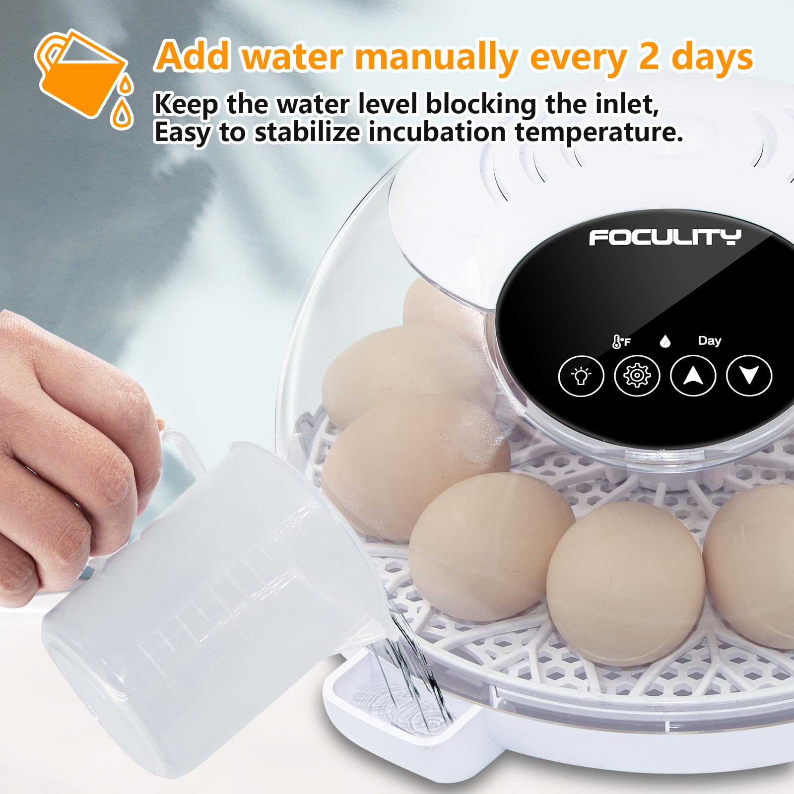 FOCULITY Egg Incubator automatic turning tray supports multiple species hatching