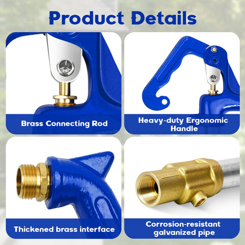 FODACEL cast-iron head with durable construction resists rust for outdoor use.