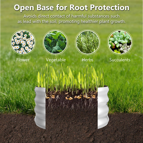 FODAHRWS round galvanized raised bed open bottom promotes healthy root drainage.