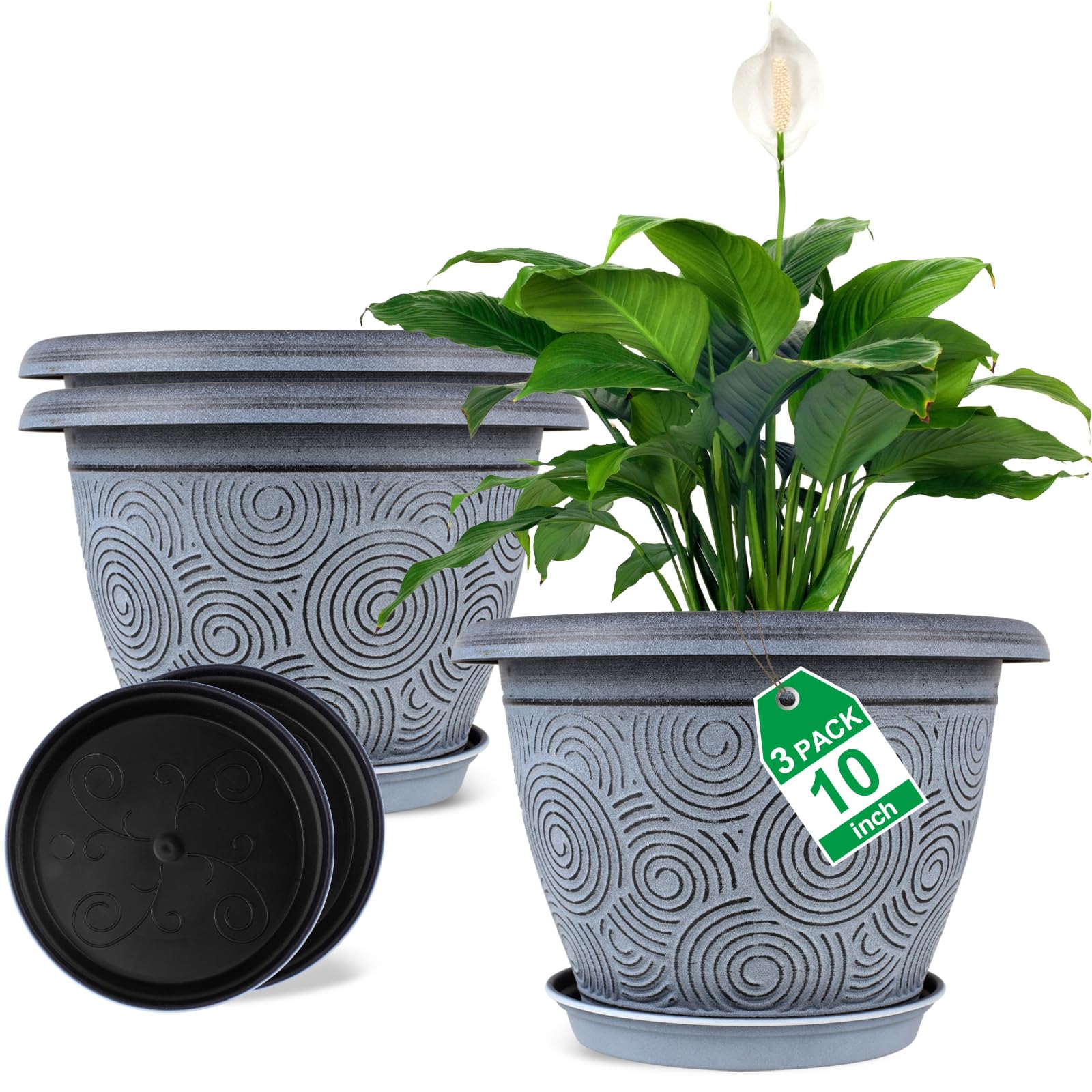 Fodetyff 10-inch planter with circle pattern for stylish indoor displays.