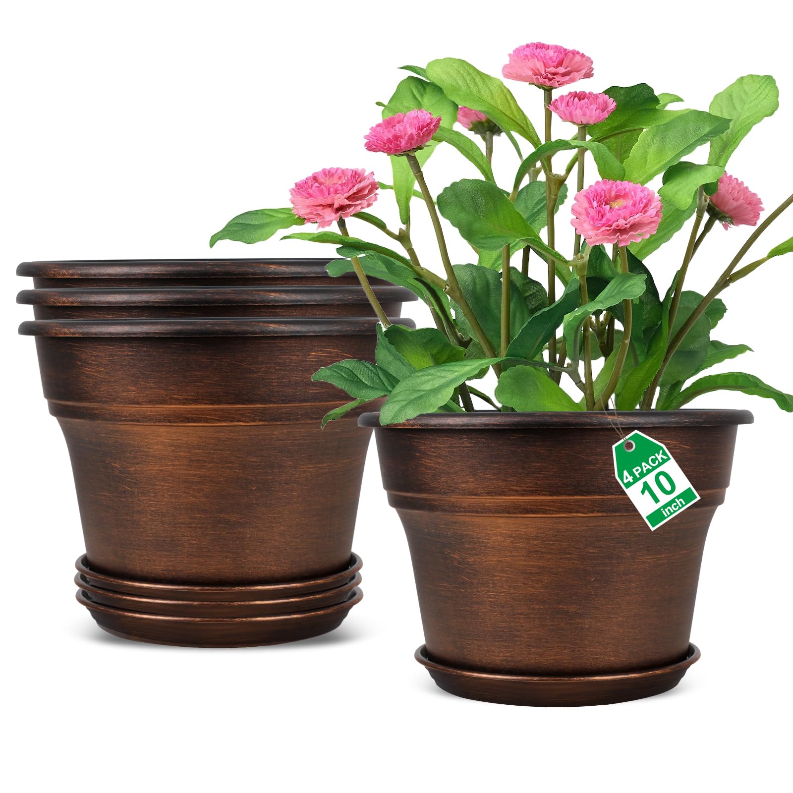 Fodetyff 10-inch round planter with tray for stylish indoor display.
