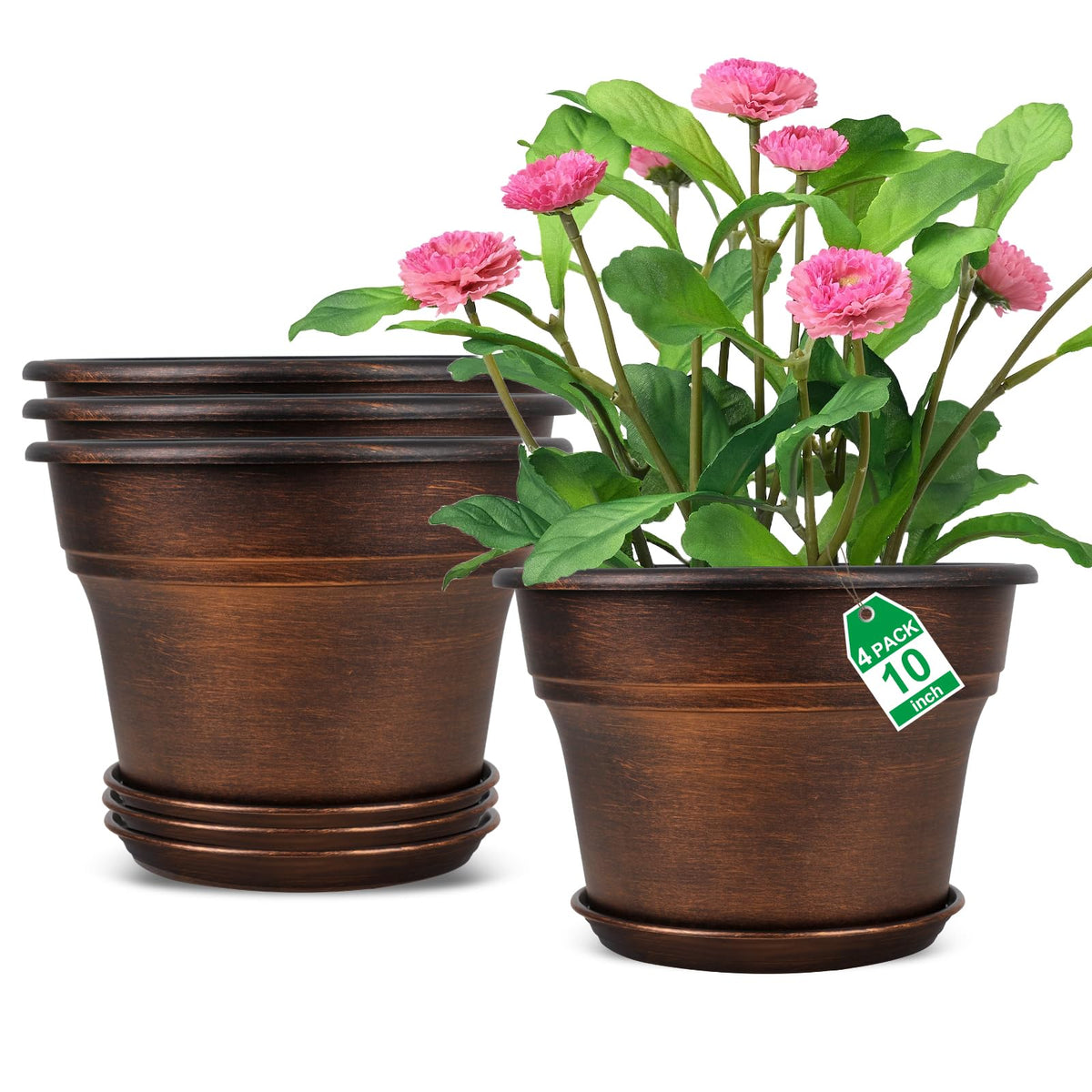 Fodetyff 10-inch round planter with tray for stylish indoor display.