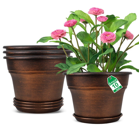 Fodetyff 10-inch round planter with tray for stylish indoor display.