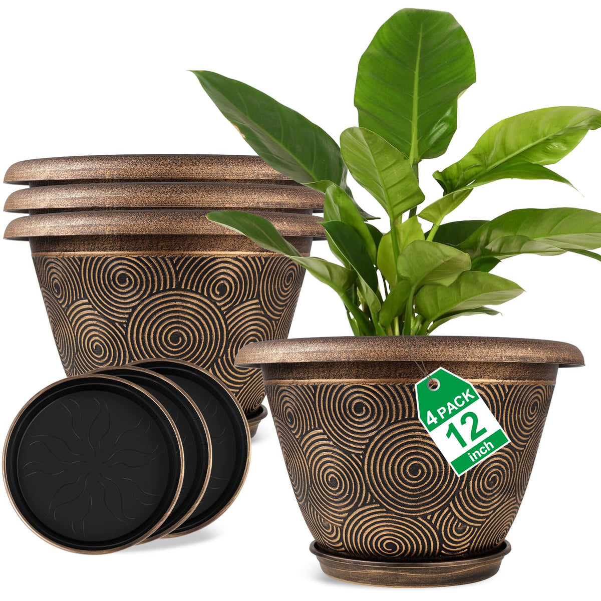 Fodetyff 12 inch circle pattern planter for modern indoor decor.