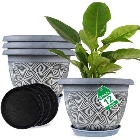 Fodetyff 12 inch circle pattern planter adds modern flair for indoor or outdoor spaces