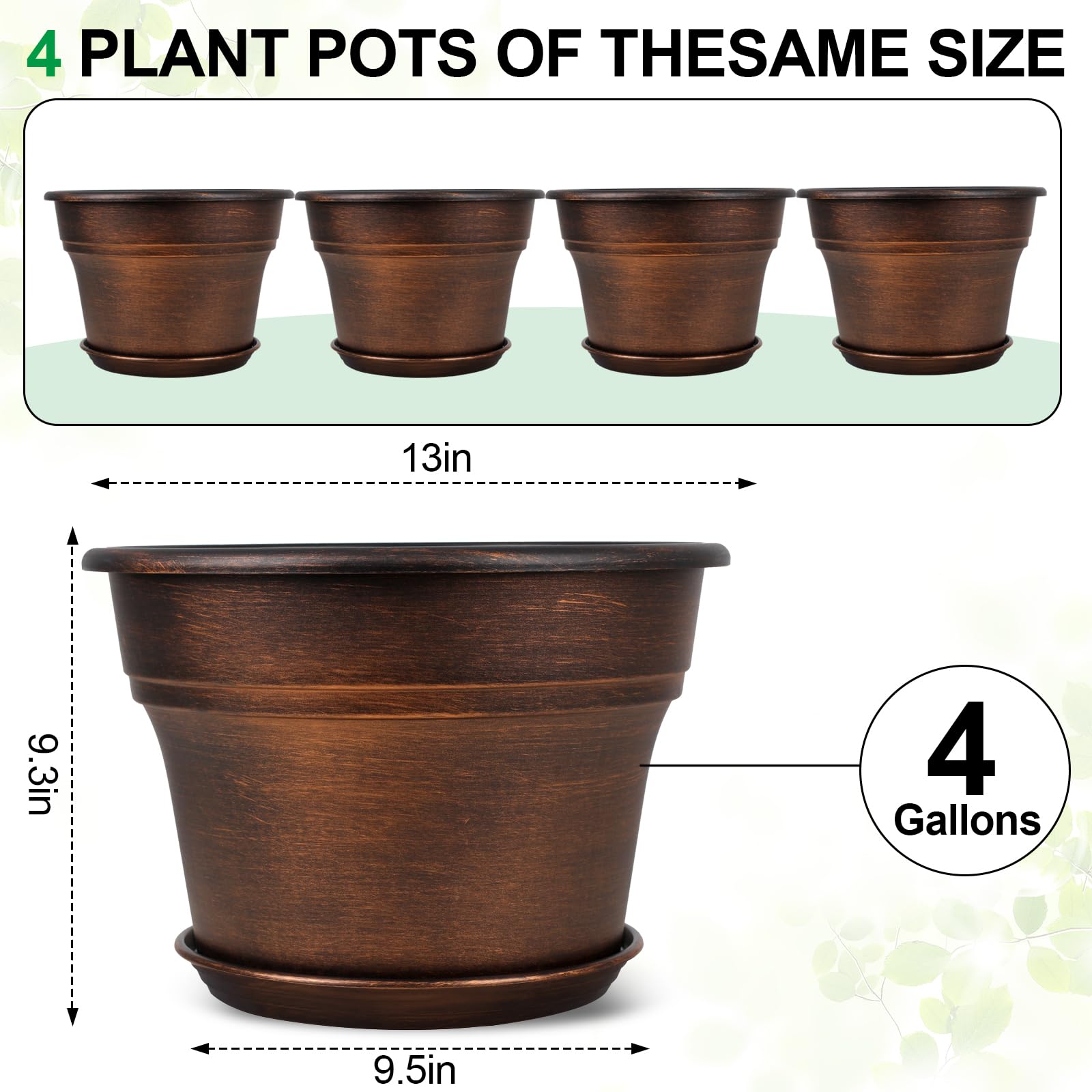 Fodetyff resin planter includes removable saucer to manage overflow.