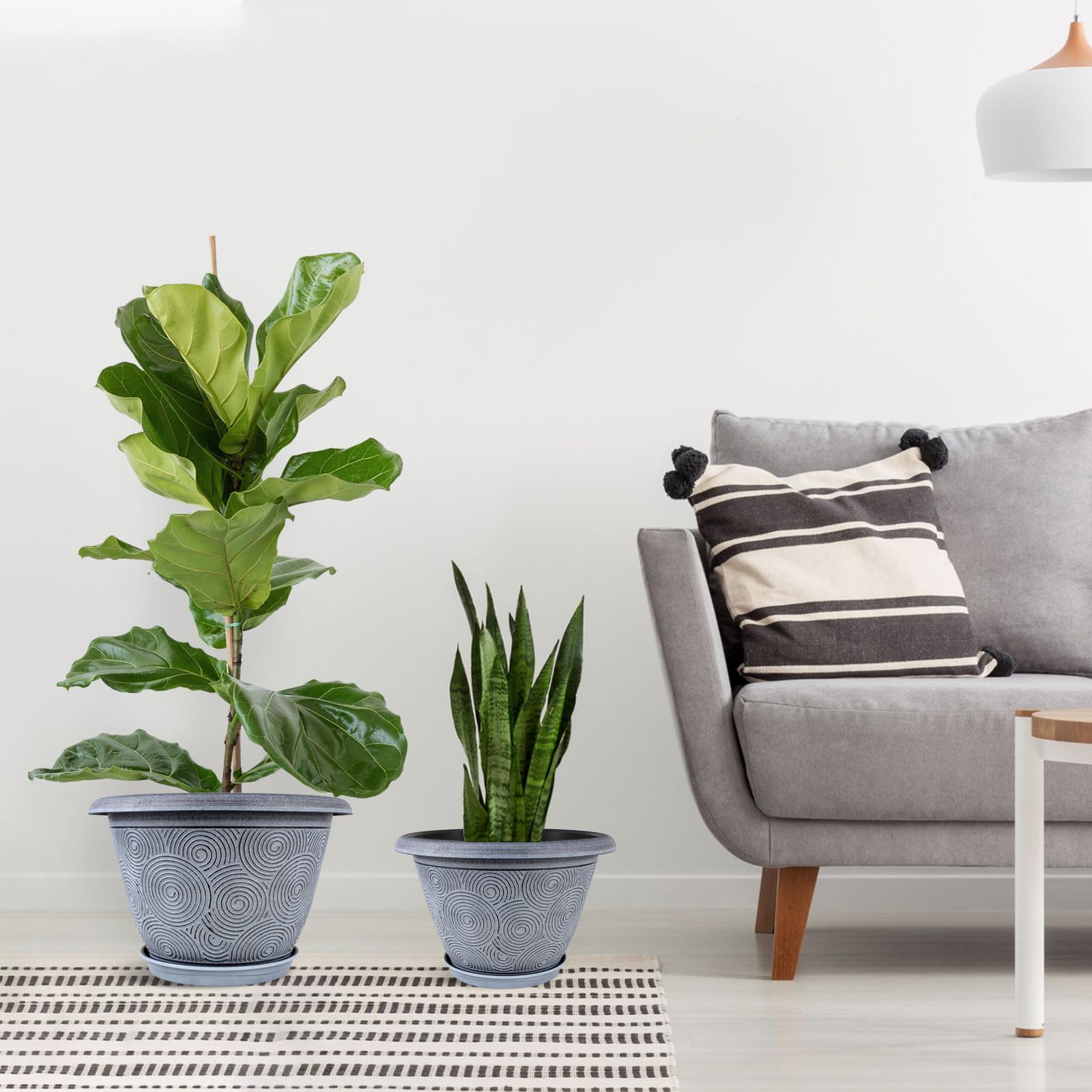 Fodetyff white resin planter stays lightweight and durable for year round use