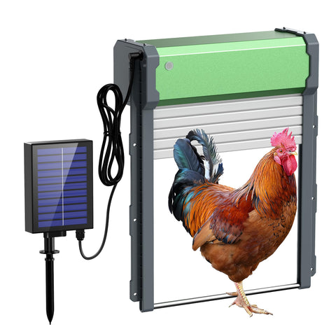 FOFNON automatic chicken door solar panel provides year-round flock protection.