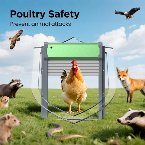 FOFNON door dimensions 9.4 by 10.8 inches fit small poultry under 10 pounds.