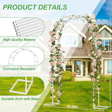 Fogein metal garden arch stand durable steel frame for long outdoor use.