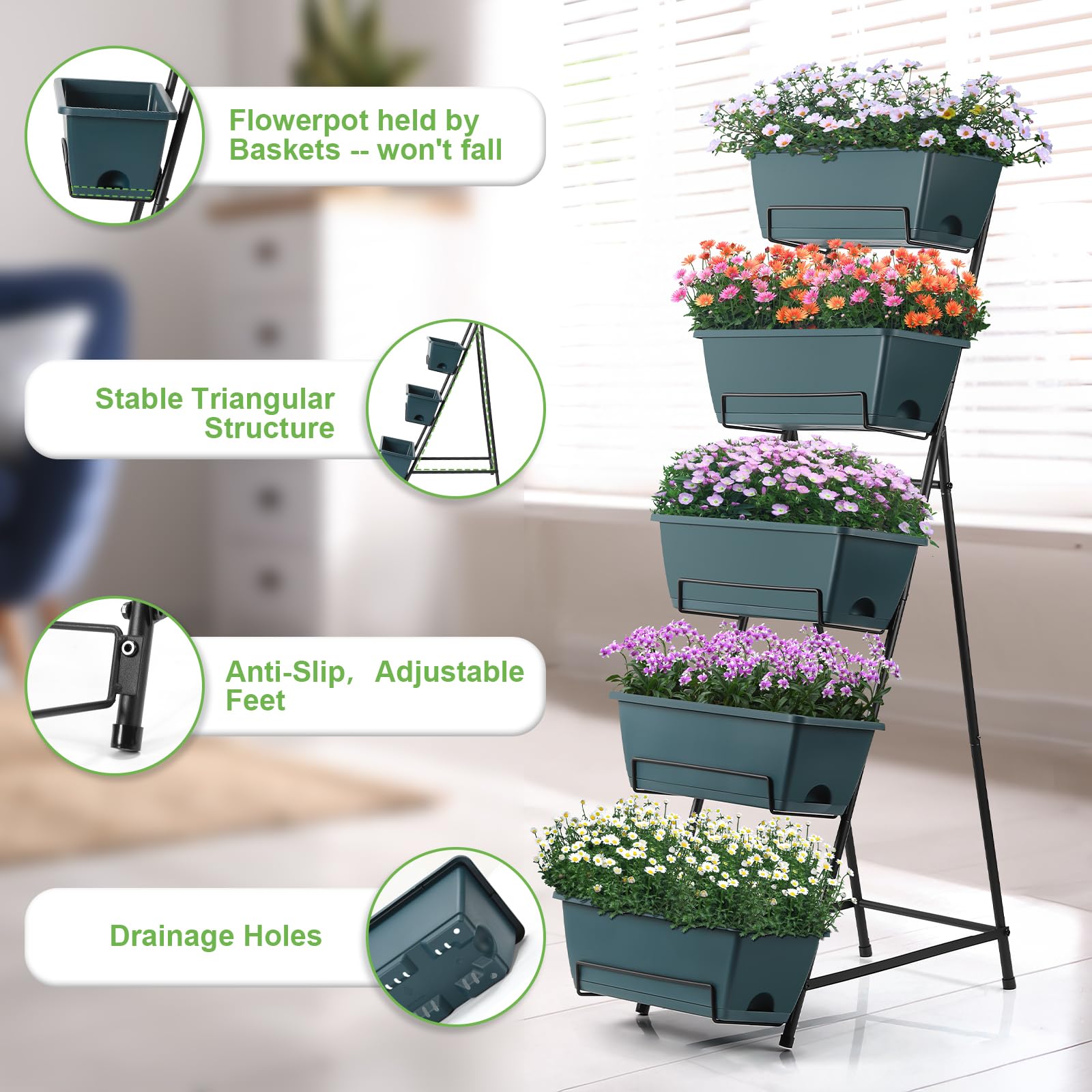 Fogein vertical garden drainage holes and removable tray help maintain humidity balance.
