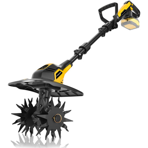 Fogera cordless tiller battery slot enables quick setup for garden tasks.