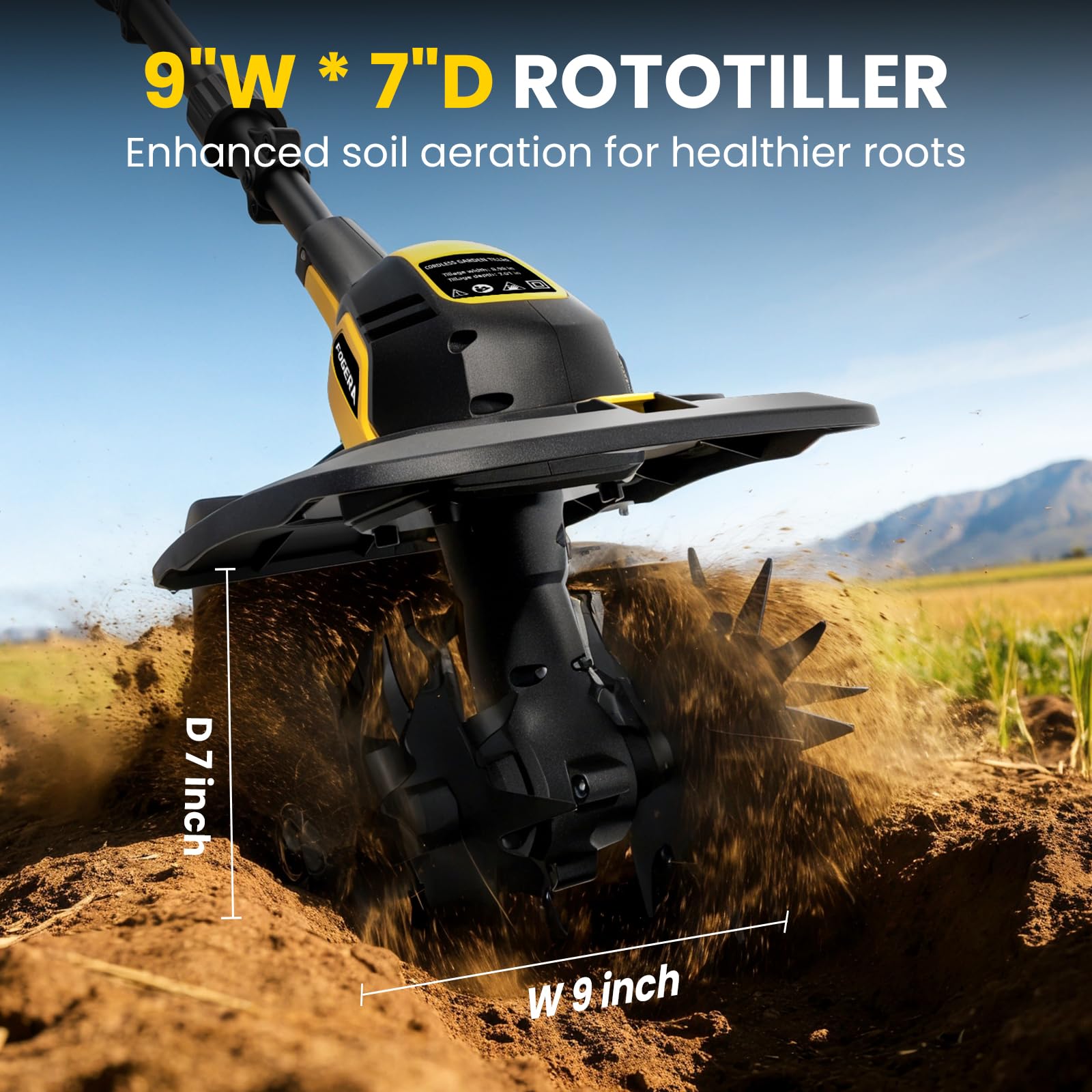 Fogera tiller in motion demonstrates smooth 360 RPM soil work.