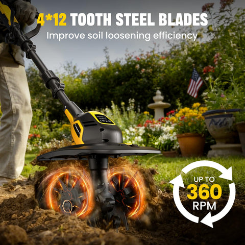 Fogera tiller with 4-12 teeth blades slices through roots efficiently.