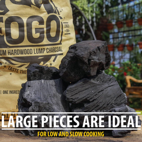 FOGO long-burning charcoal provides steady, even heat for searing.