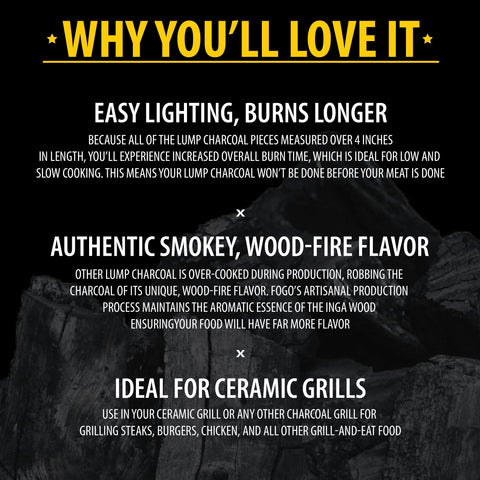 FOGO restaurant-quality charcoal for culinary-grade barbecue at home.