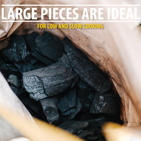 FOGO hardwood charcoal close-up highlights dense texture for efficient ignition.