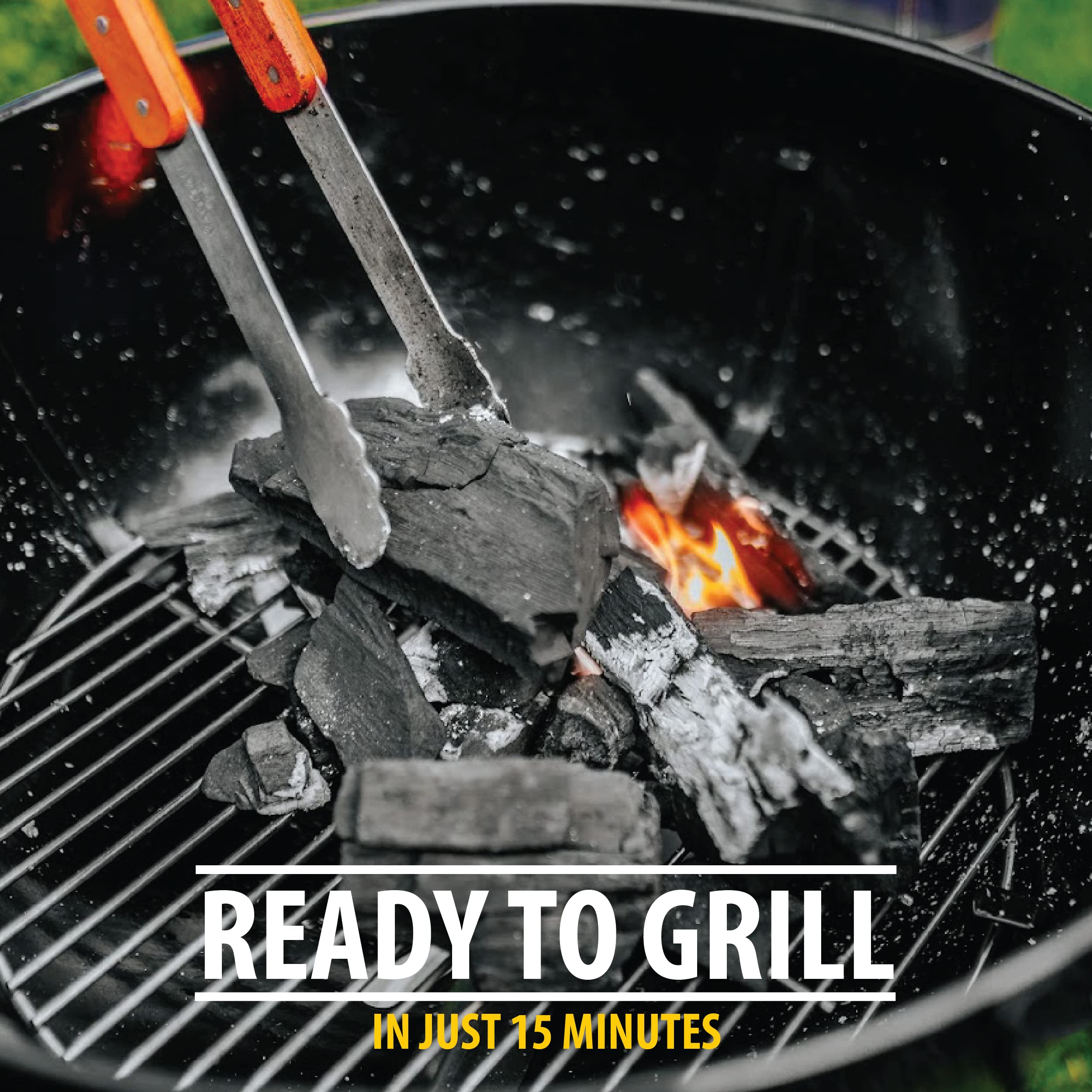 FOGO fast-lighting charcoal with high heat for quick searing and crust.