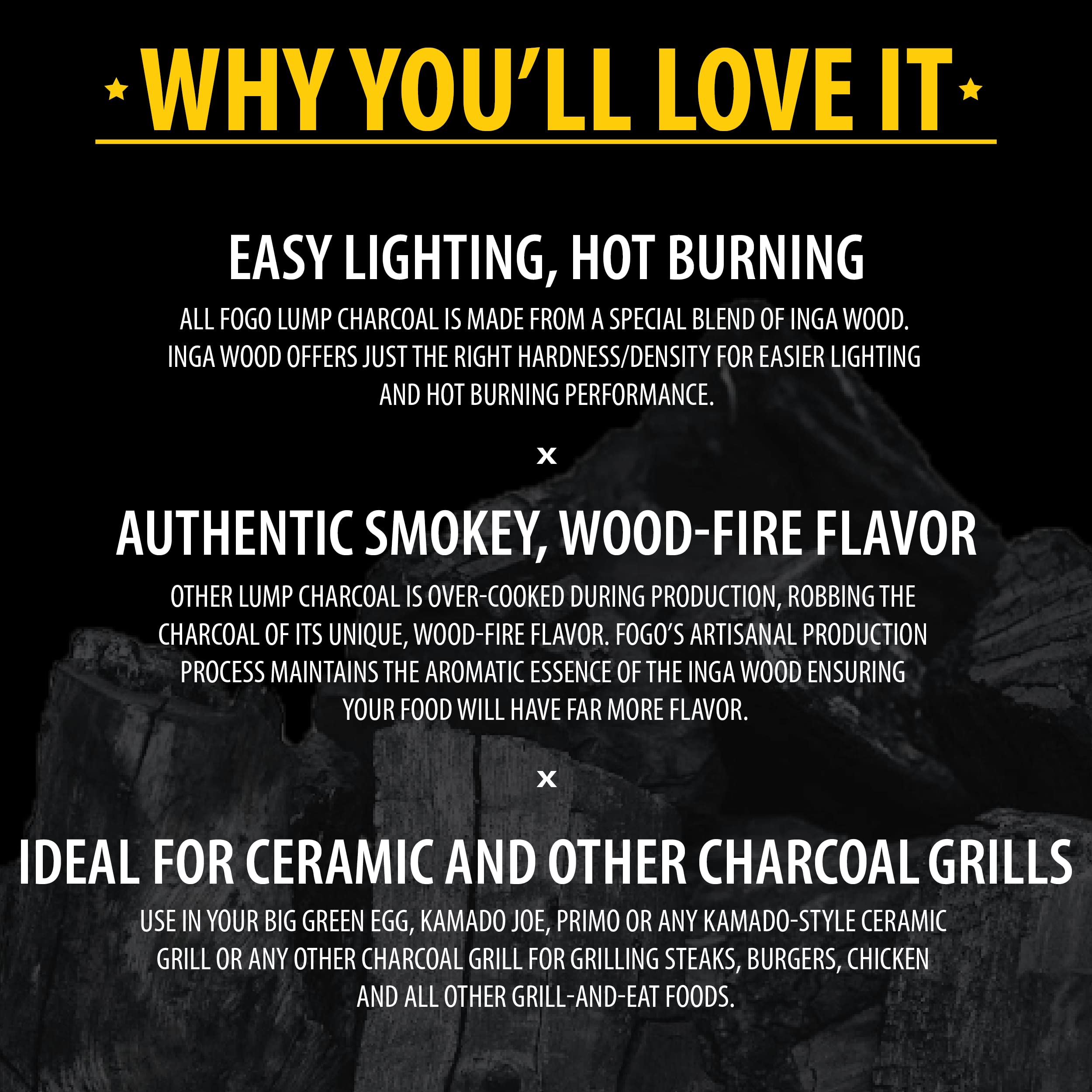 FOGO restaurant-quality charcoal for backyard gatherings and weeknight cooking.