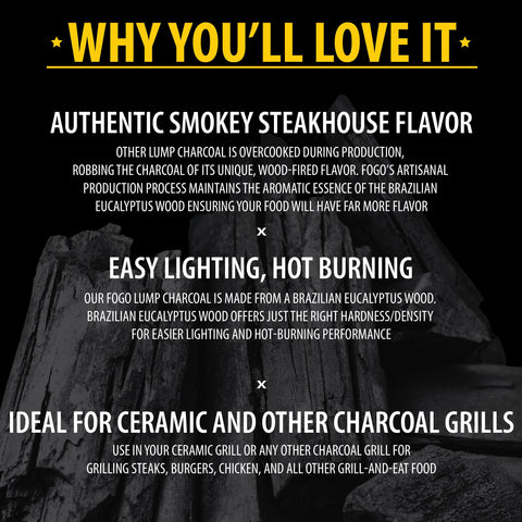 FOGO versatile charcoal works with major grills and smokers.