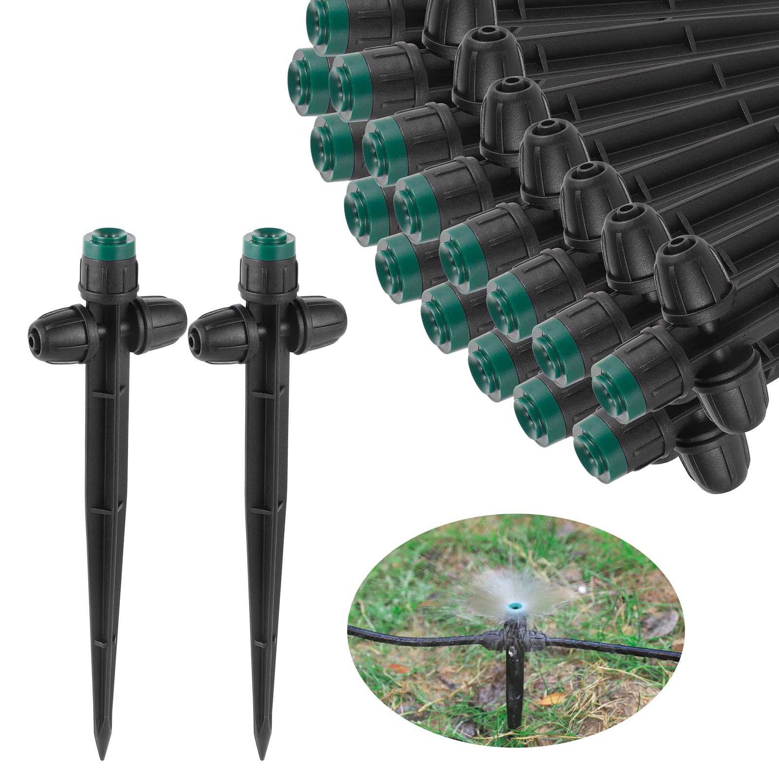 FOGWOWO drip emitter 360-degree flow for versatile garden watering.