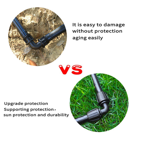 FOGWOWO garden irrigation application setup shows versatile use in beds and patios.