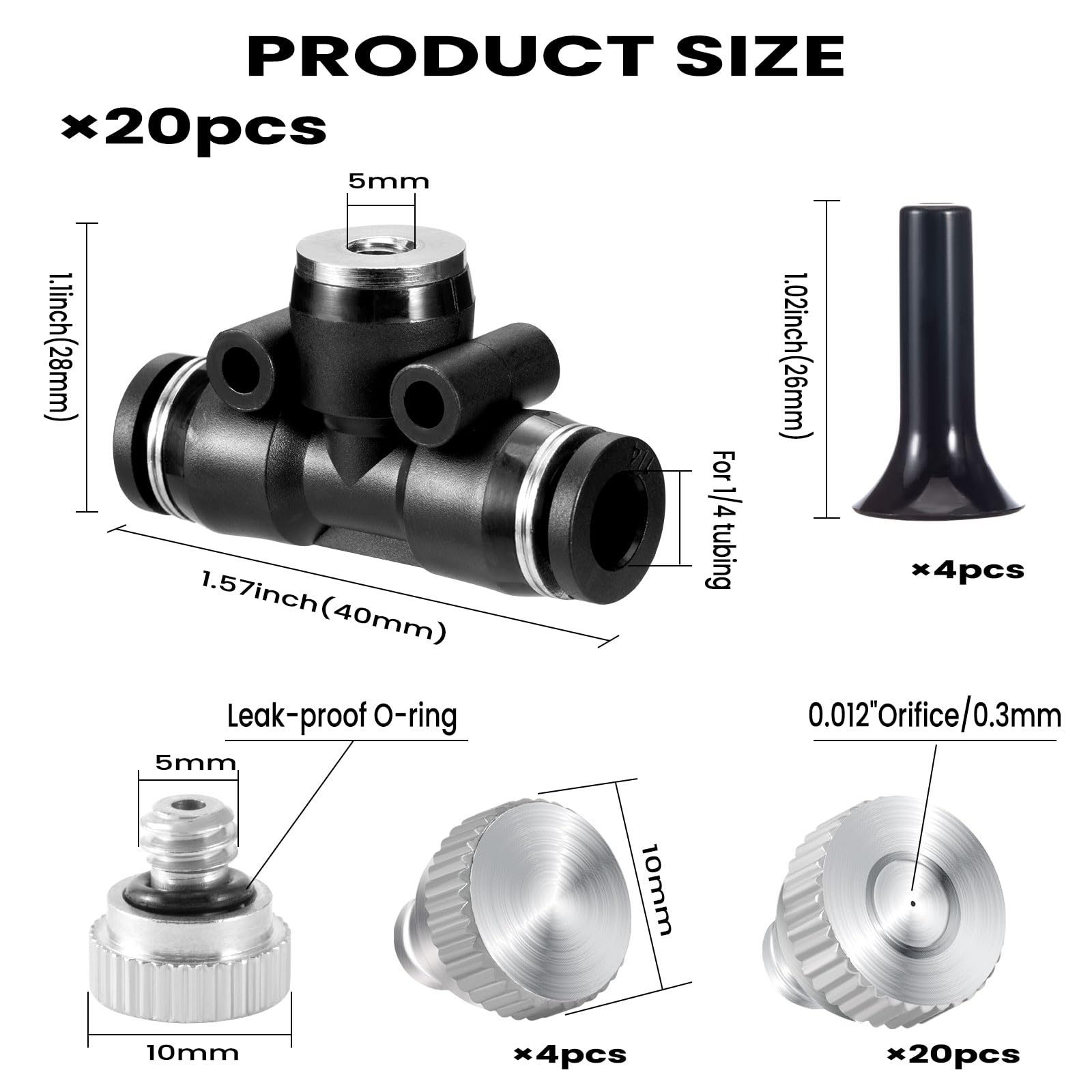 FOGWOWO misting tees sliding lock for secure leak-proof connections.