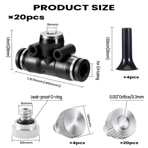 FOGWOWO misting tees sliding lock for secure leak-proof connections.