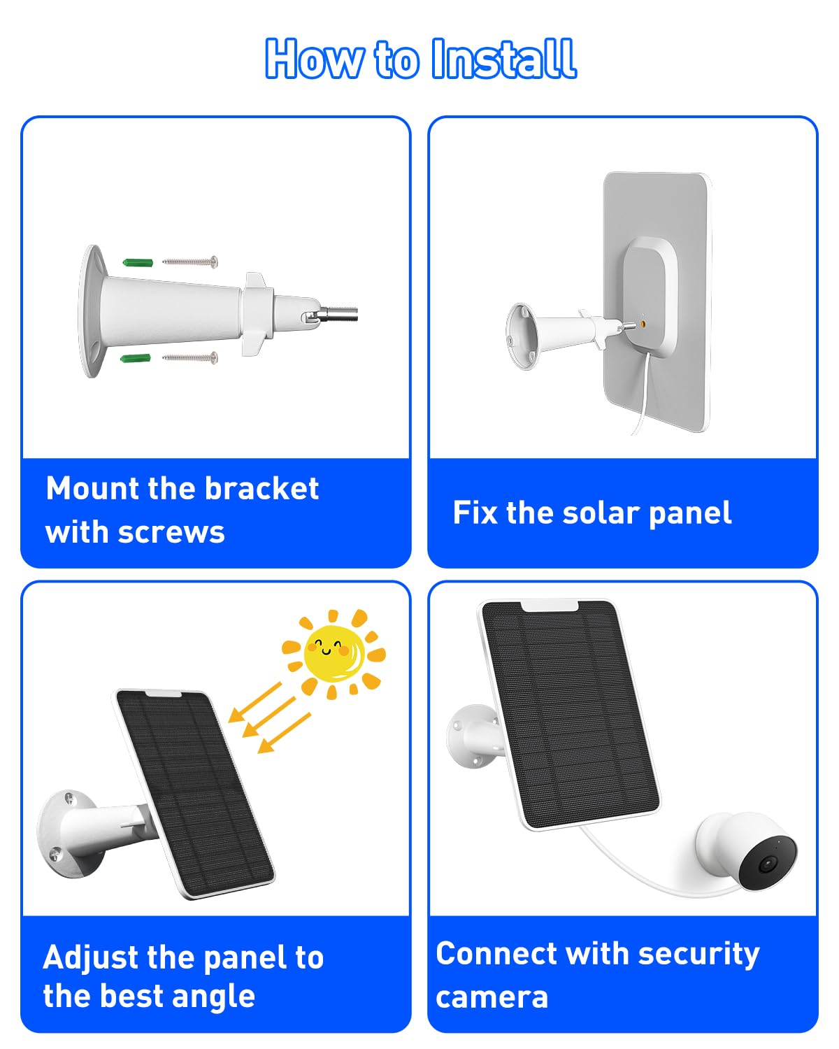 Fohoa Nest Camera solar panel easy installation with adjustable mount