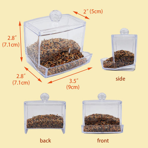 FOIBURELY Button Quail Feeder side view highlights slim profile and easy refilling.