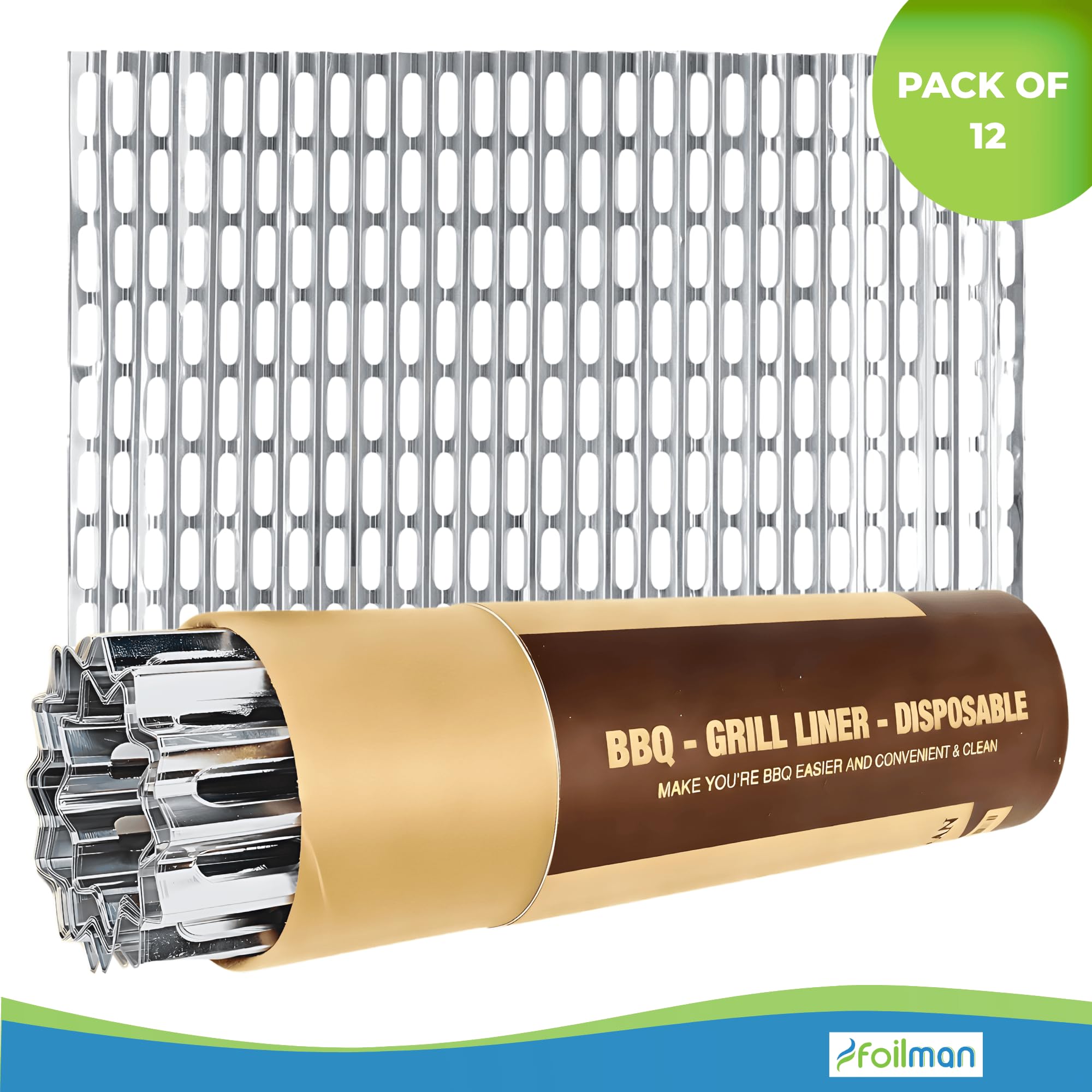 Foilman liners enable quick cleanup after outdoor barbecues and picnics.