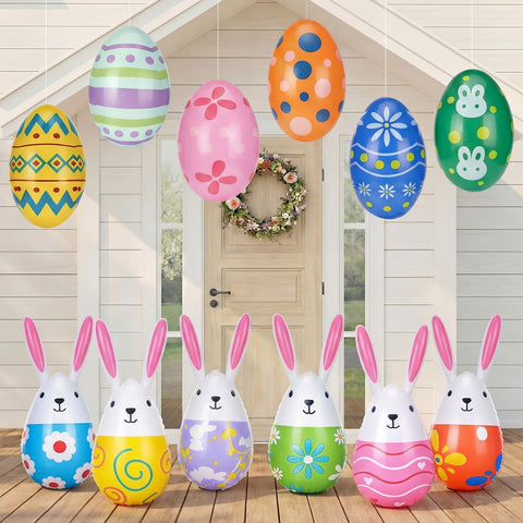 Foilswirl bunny inflatable for outdoor decor adds festive yard charm