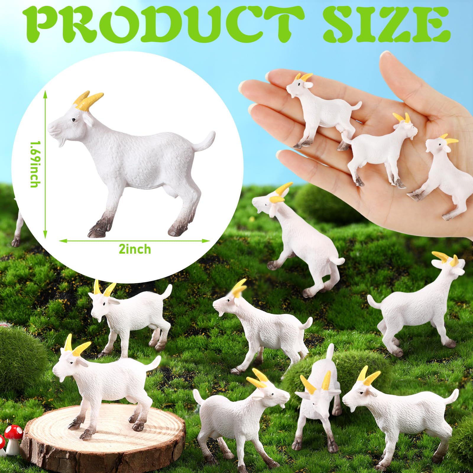 Foilswirl goat figurines enhance dollhouses as charming accessories.