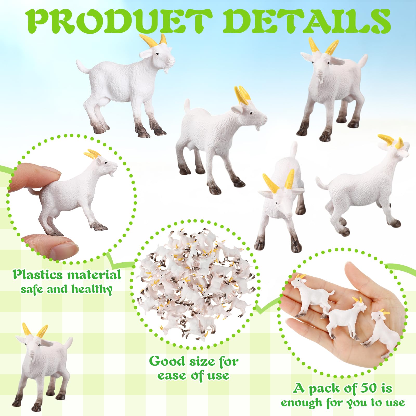 Foilswirl white goat figures suit bonsai or moss gardens.