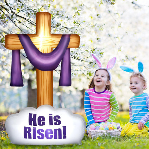 Foilswirl resurrection-themed cross for versatile indoor/outdoor Easter decor.