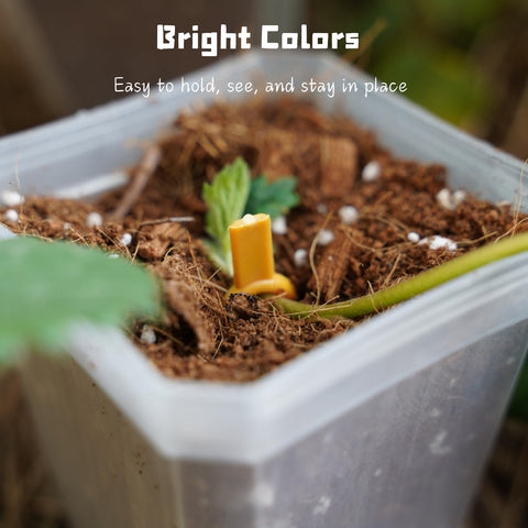 Foinfun plastic plant pin in use to hold stems without damage