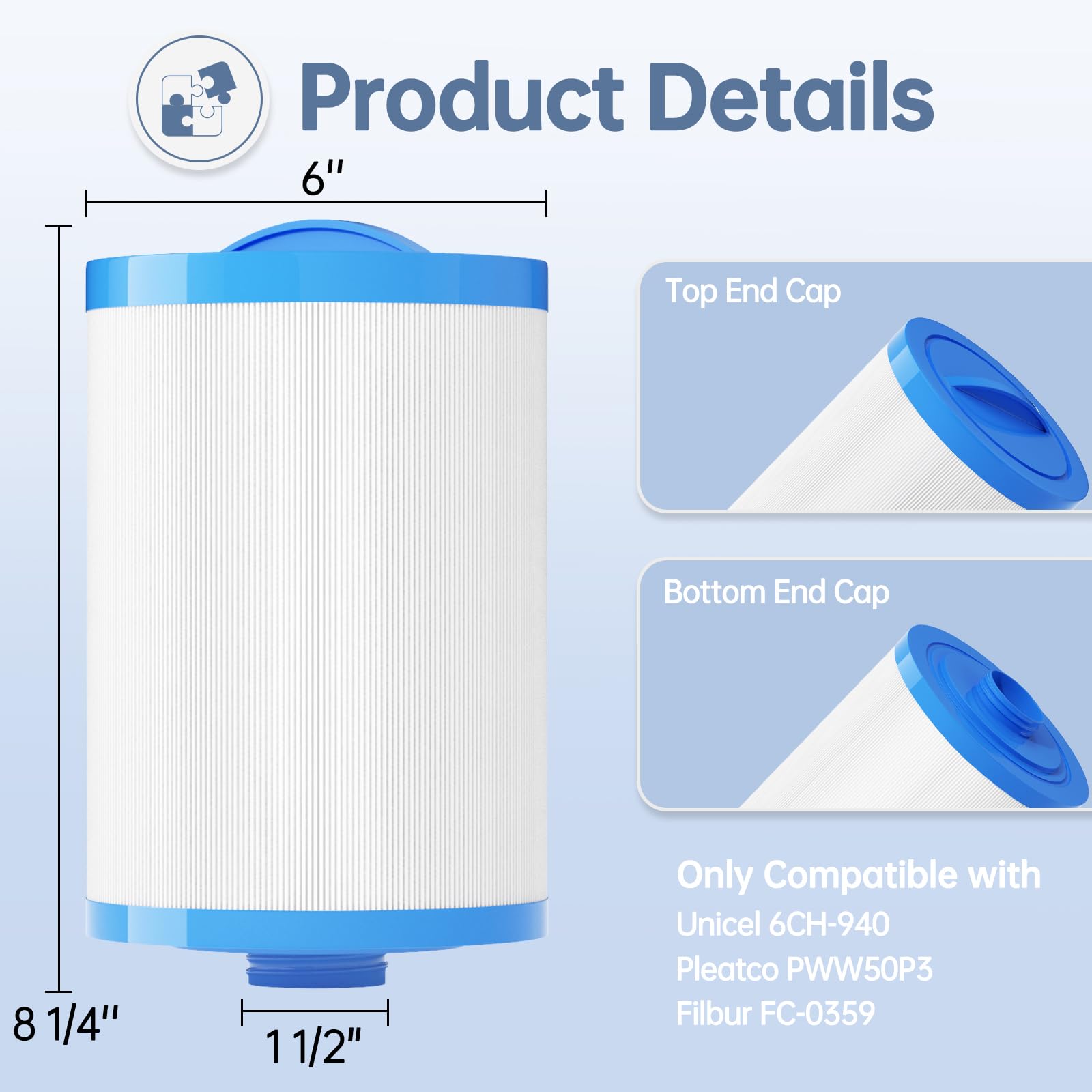 FOIRCEADAL PET-media spa filter captures debris while preserving flow.