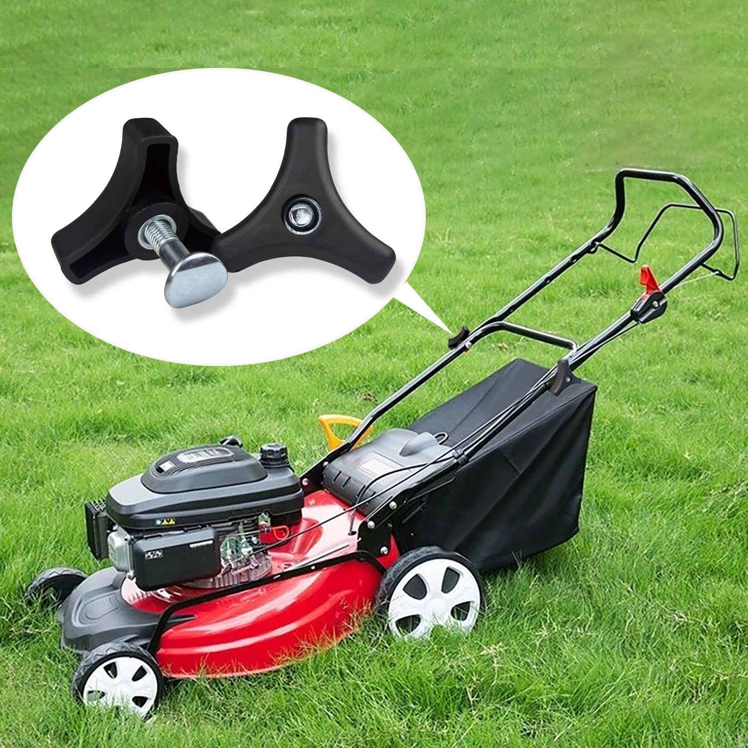 fojoo easy installation setup with triangular knob for mower handles.