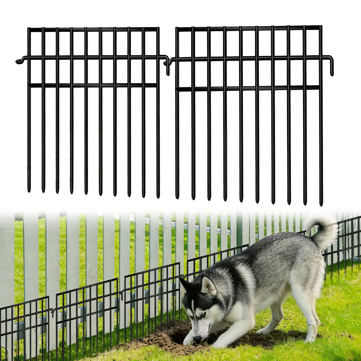FOKEP 30-panel barrier fence front view showing extended yard protection.